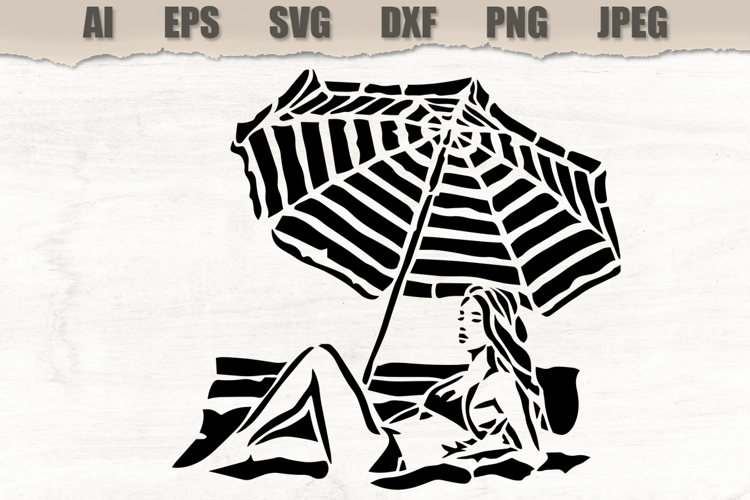 Stencil Beach Woman Umbrella