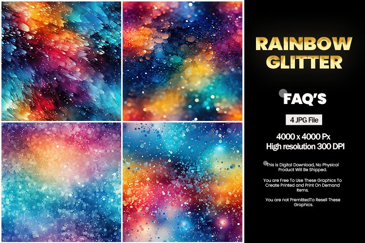 Rainbow Glitter Square Coaster - 04 Variations