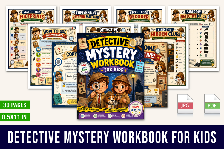 Detective Mystery Workbook for Kids