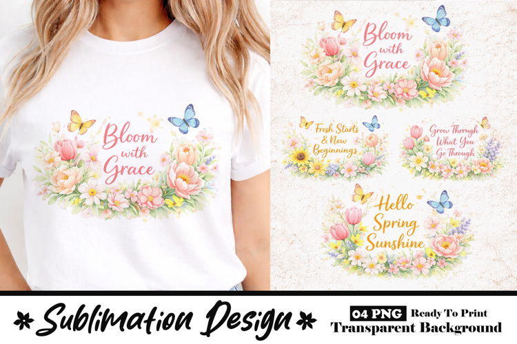 Bloom with Grace Pastel Floral Sublimation Design