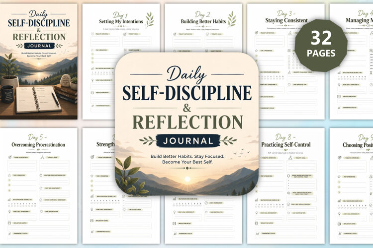 Daily Self-Discipline & Reflection Journal example image 1
