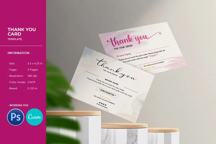 Small Business Thank you Card Template, Photoshop Template