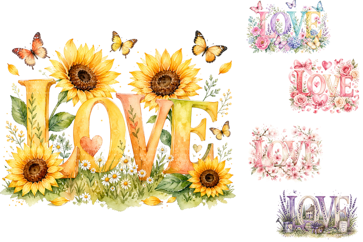 Watercolor Love Seasonal Sublimation Designs