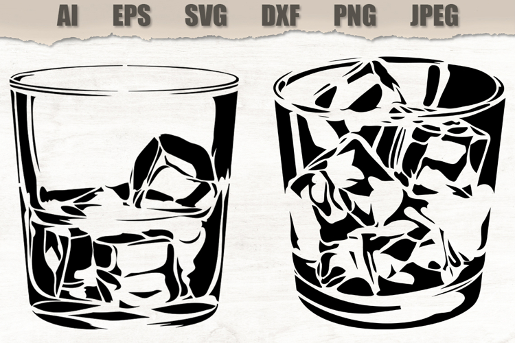 Stencils Whiskey Glass Ice