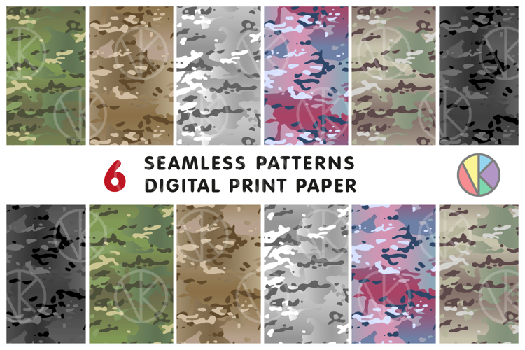 Big Bundle. 6 Camouflage Seamless Tileable Patterns.