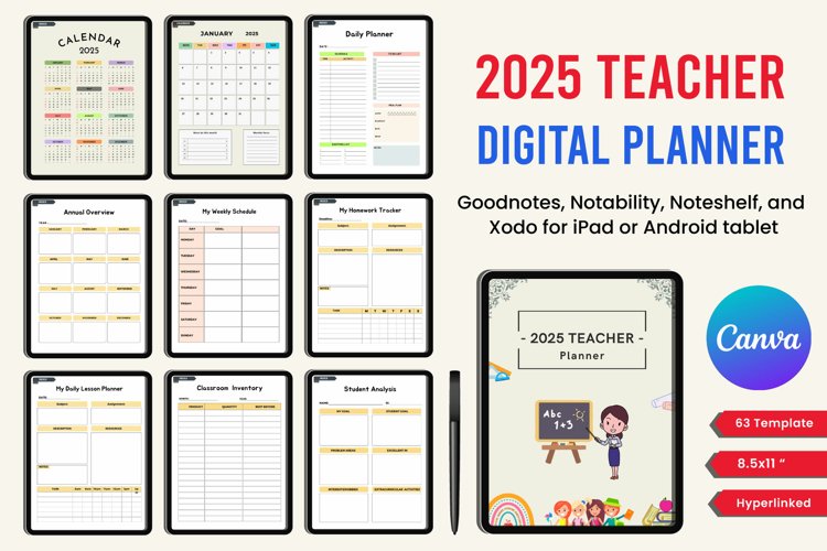 2025 Digital Teacher Planner Canva example image 1