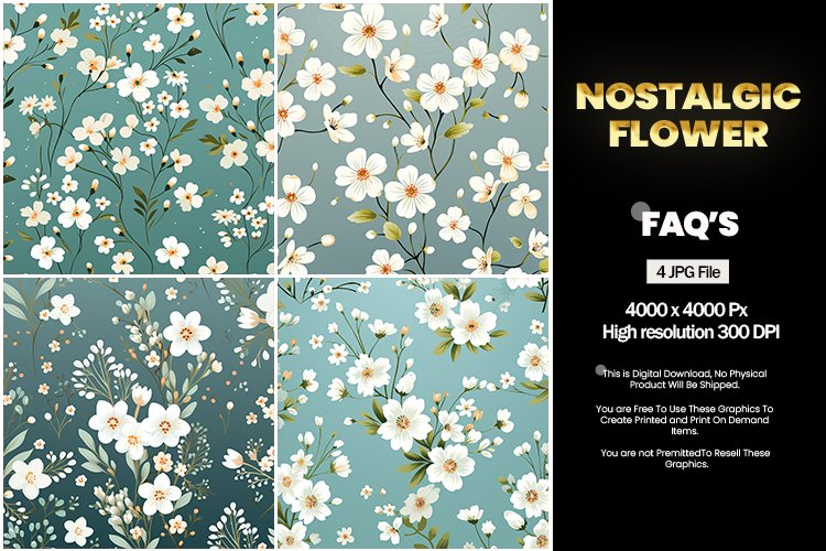 Nostalgic Flower Square Coaster - 04 Variations