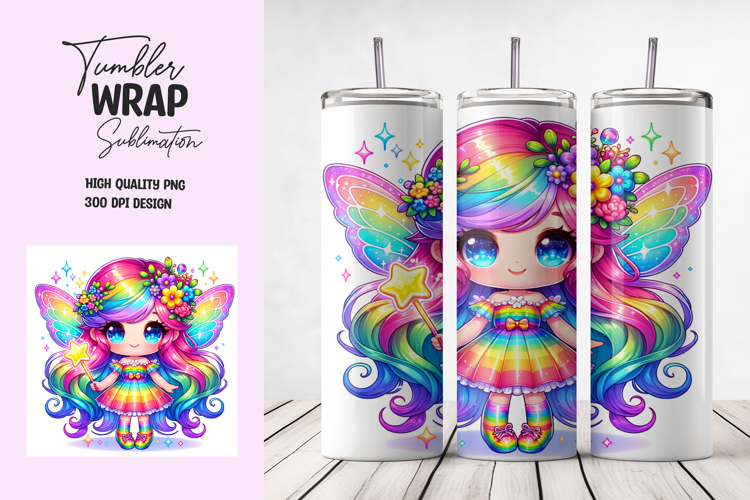 Rainbow Fairy Girl Tumbler Wrap