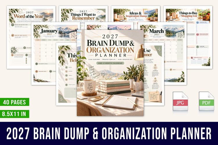 2027 Brain Dump & Organization Planner example image 1