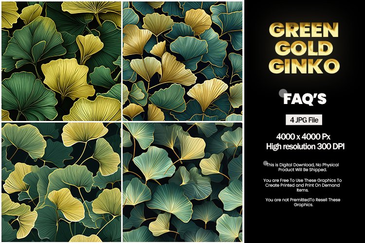 Green Gold Ginkgo Square Coaster - 04 Variations