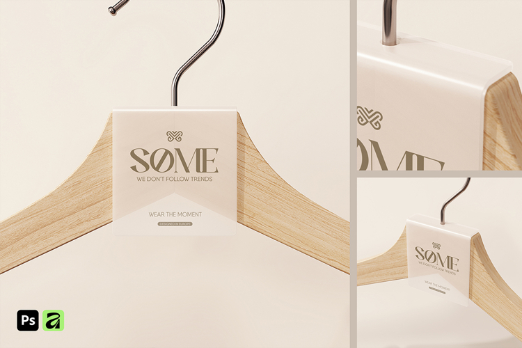 Transparent Clothing Hanger Tag Mockup