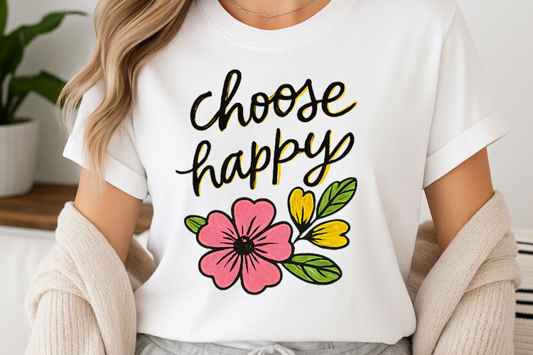 Positive quote with watercolor floral t-shirt sublimation