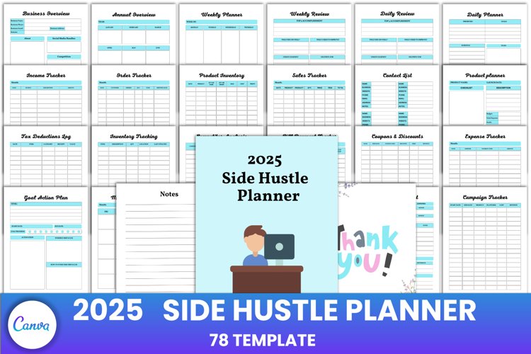 2025 Side Hustle Planner Canva Interior