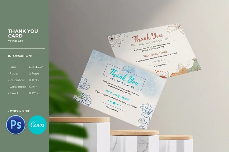 Small Business Thank you Card Template, Canva and Photoshop