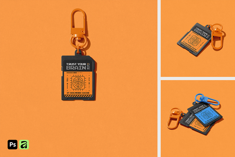 Memory Card Keychain Mockup
