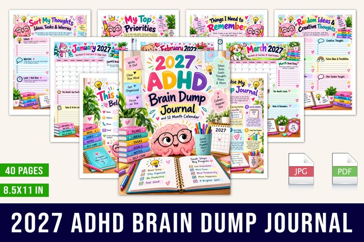 2027 ADHD Brain Dump Journal example image 1