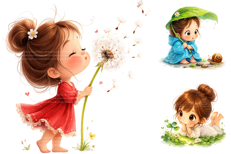 Whimsical Cute Baby Girl Sublimation PNG