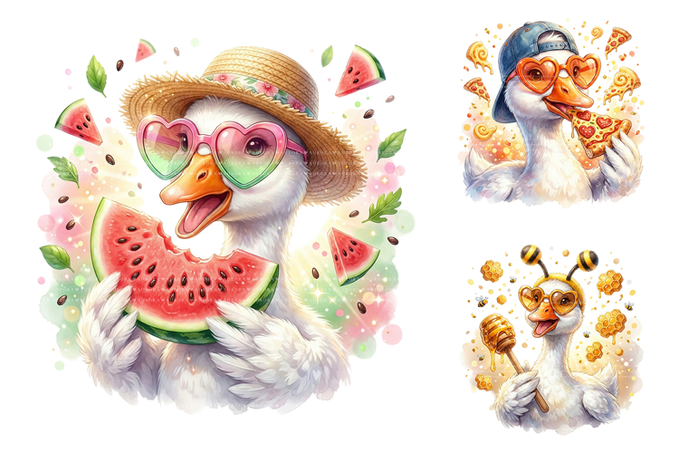 Cute Summer Goose Sublimation Bundle Art