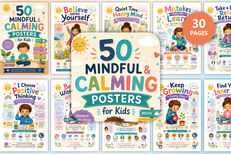 50 Mindful & Calming Posters for Kids