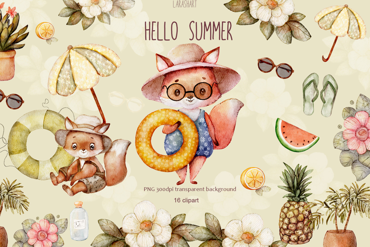 Cute Summer Fox Clipart