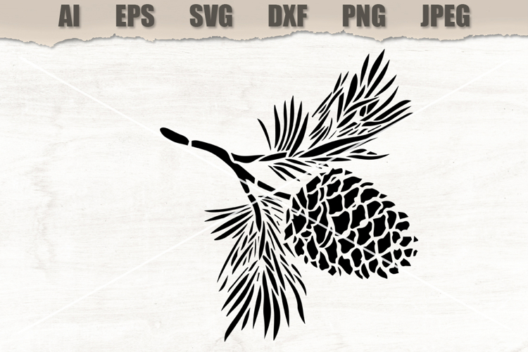 Stencil Pine Cone Branch