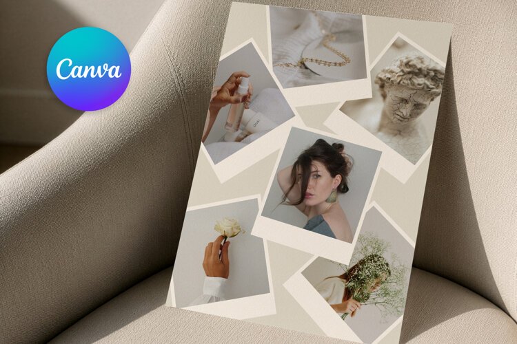 Stacked Photo Collage Editable Canva Template | Printable example image 1