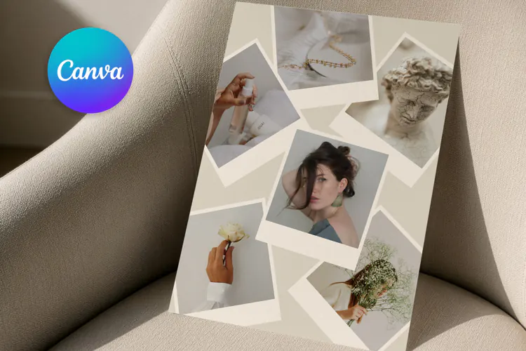Stacked Photo Collage Editable Canva Template | Printable