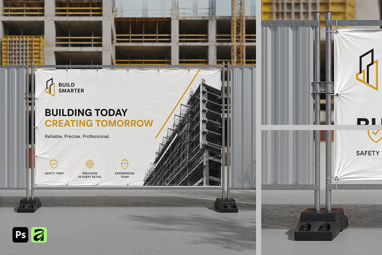 Construction Fence Banner Mockup