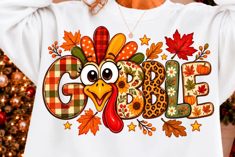Cute Gobble Turkey Thanksgiving Sublimation PNG