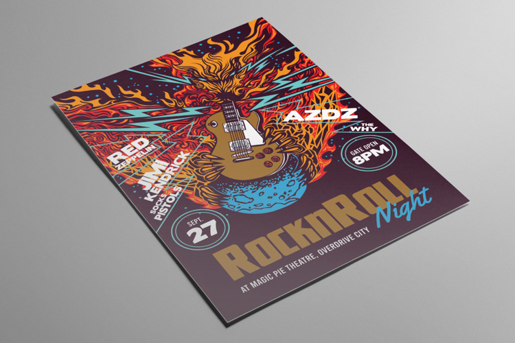 Rock and Roll Night Illustrated Flyer