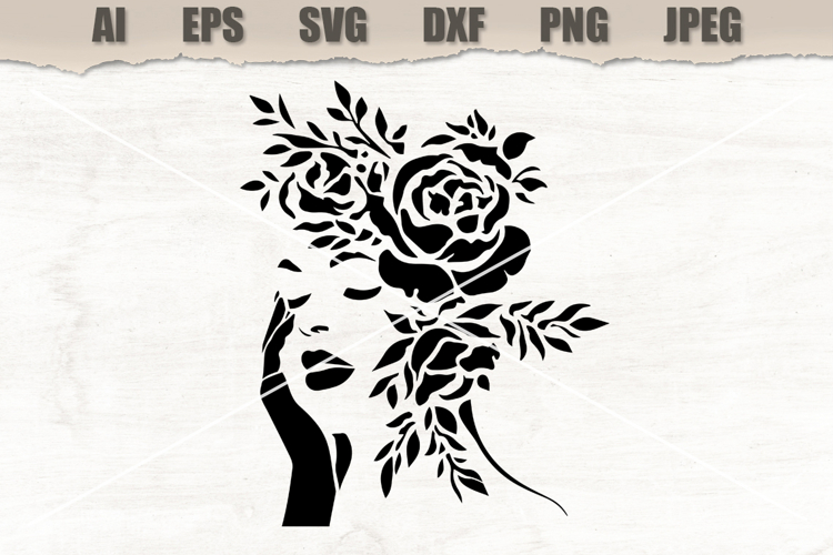 Stencil Floral Woman Portrait