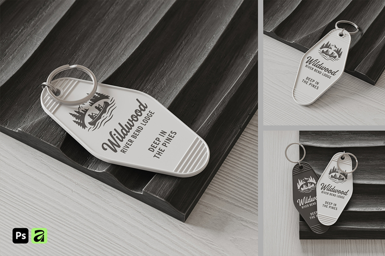 Vintage Hotel Key Tag Mockup