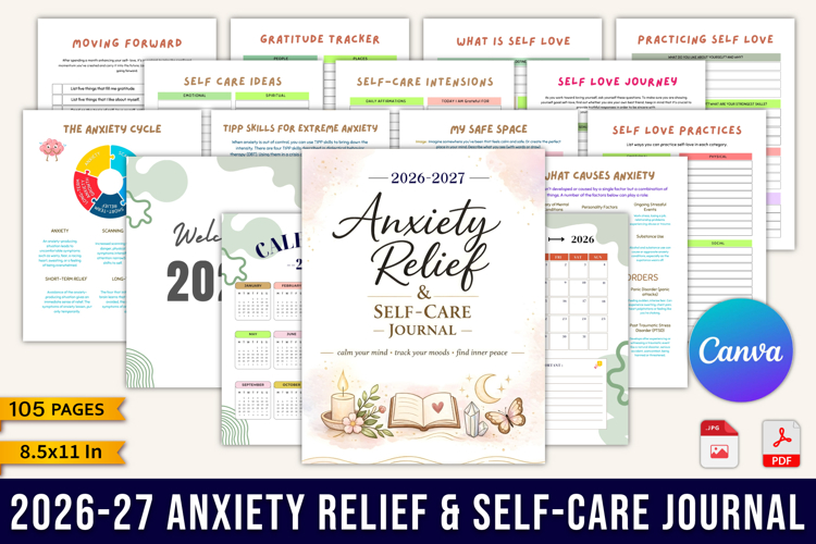 20262027 Anxiety Relief & Self-Care Journal