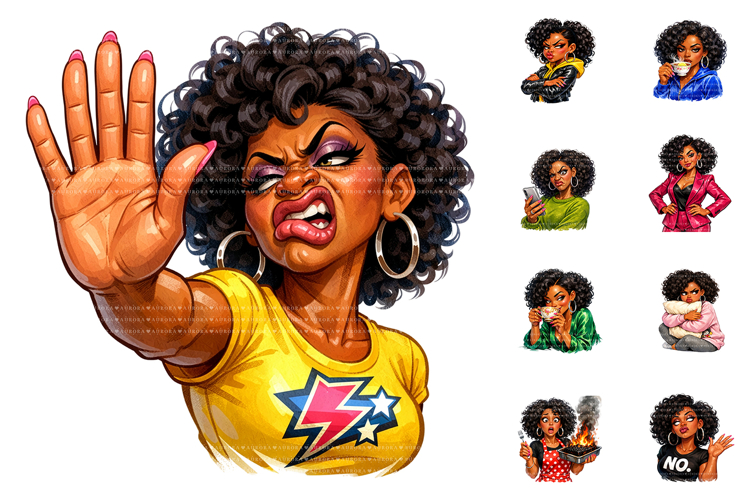Sassy Black Woman Bathroom Wall Art PNG