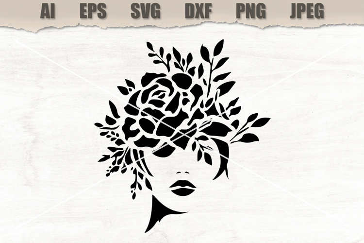 Stencil Floral Woman Face Disign