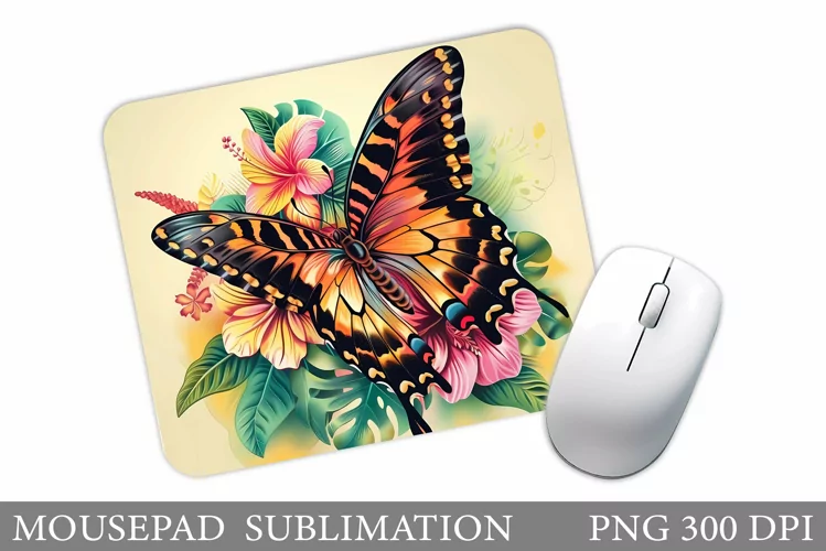 Butterfly Mouse Pad Design. Flowers Mouse Pad Sublimation