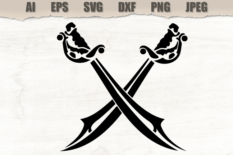 Stencil Crossed Pirate Swords