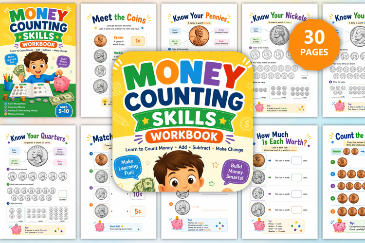Money Counting Skills Workbook