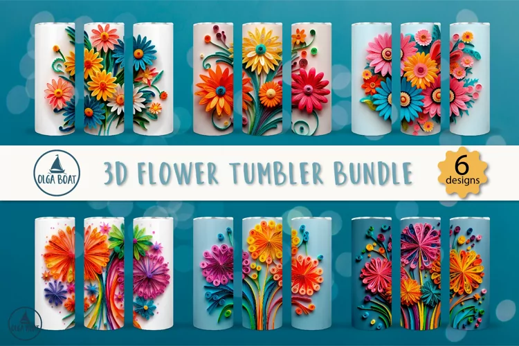 3d flower tumbler wrap | Tumbler sublimation