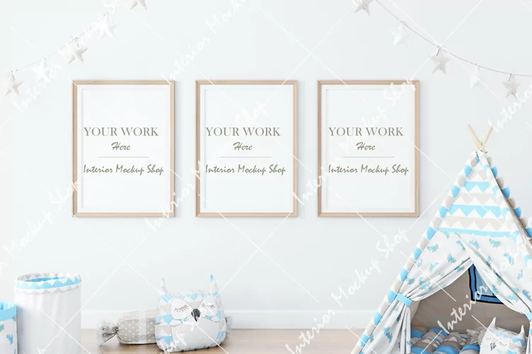 Frame mockup A4, Kids mockup, Mockup in interior