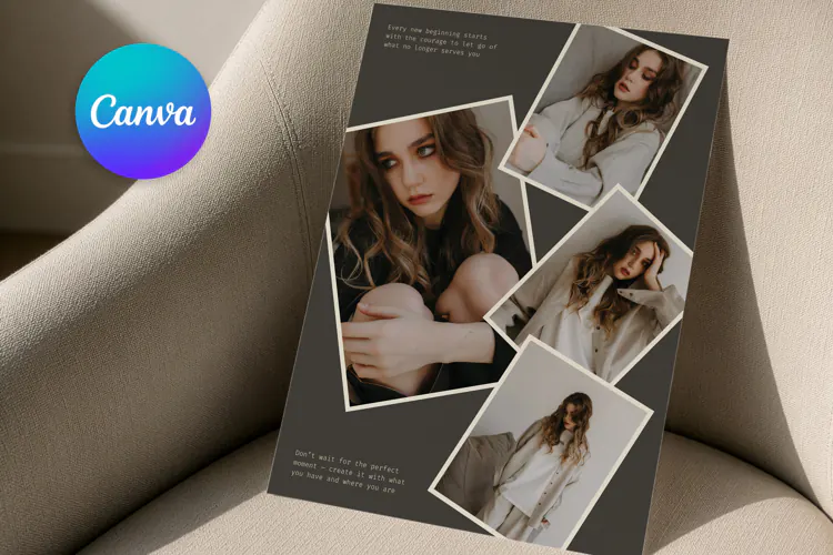 Moody Portrait Photo Collage Template | Editable Canva