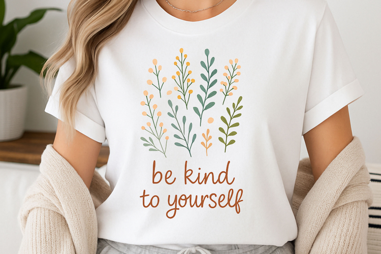 Positive quote with watercolor floral t-shirt sublimation