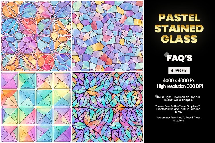 Pastel Stained Glass Square Coaster - 04 Variations