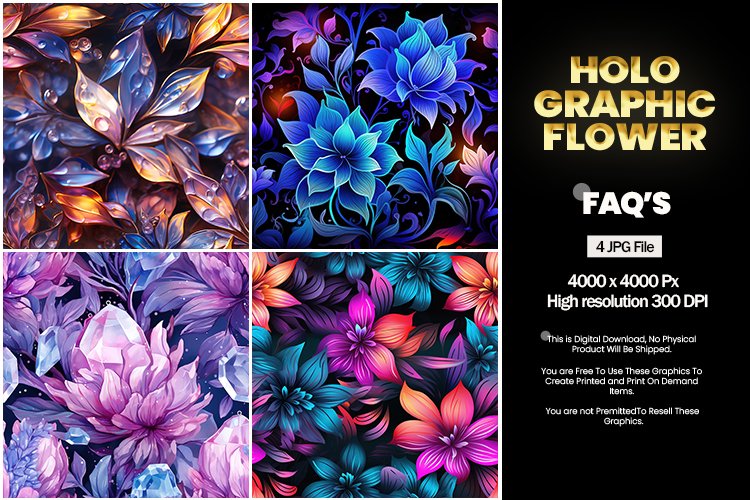 Holographic Flower Square Coaster - 04 Variations example image 1