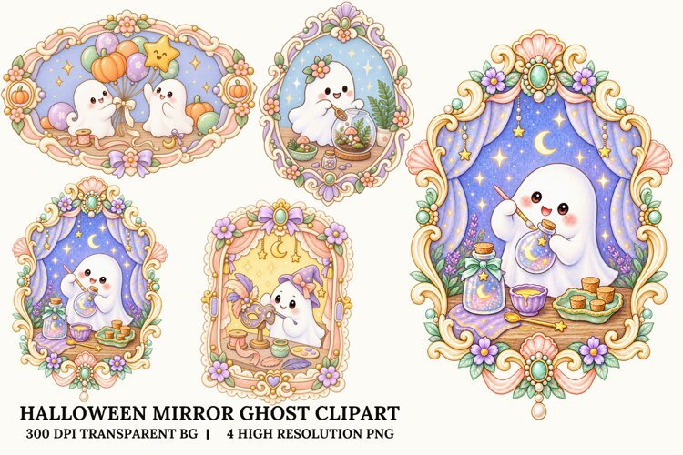 Mirror Ghost PNG Spooky Sublimation Design Fun Art example image 1