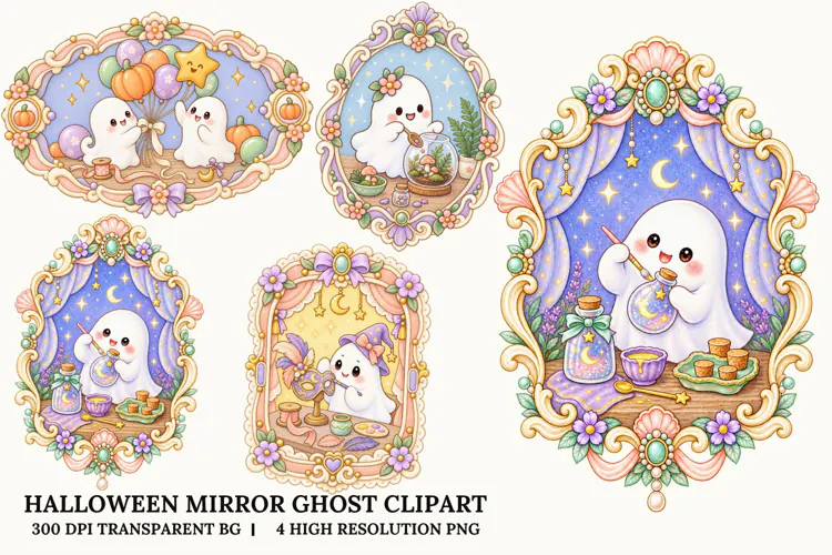 Mirror Ghost PNG Spooky Sublimation Design Fun Art