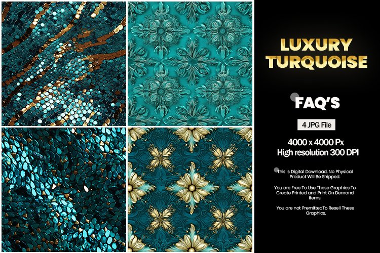 Luxury Turquoise Square Coaster - 04 Variations example image 1