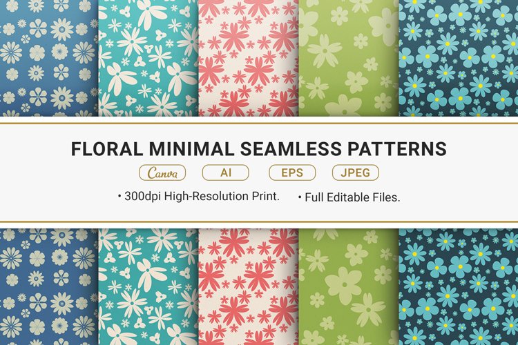 Floral Minimal Seamless Patterns example image 1