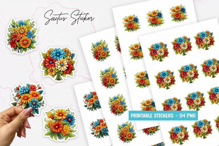 Spring flower printable stickers