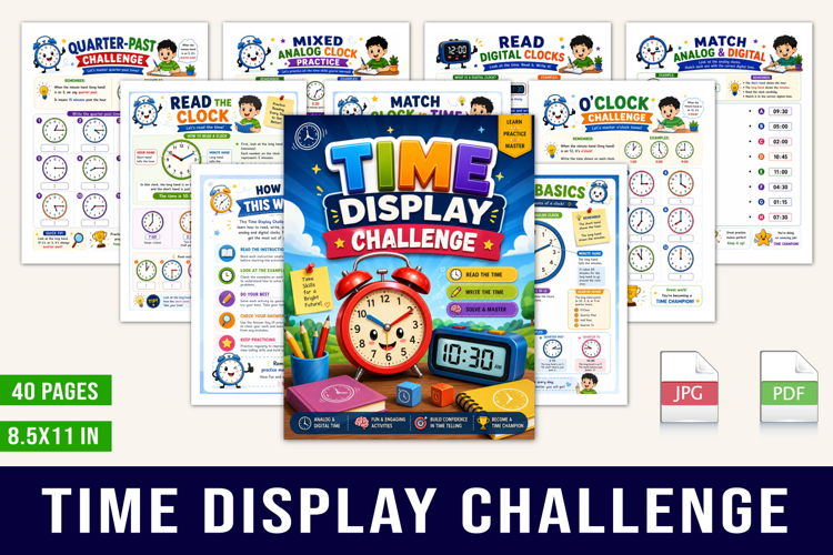 Time Display Challenge Kids’ Time-Telling Workbook